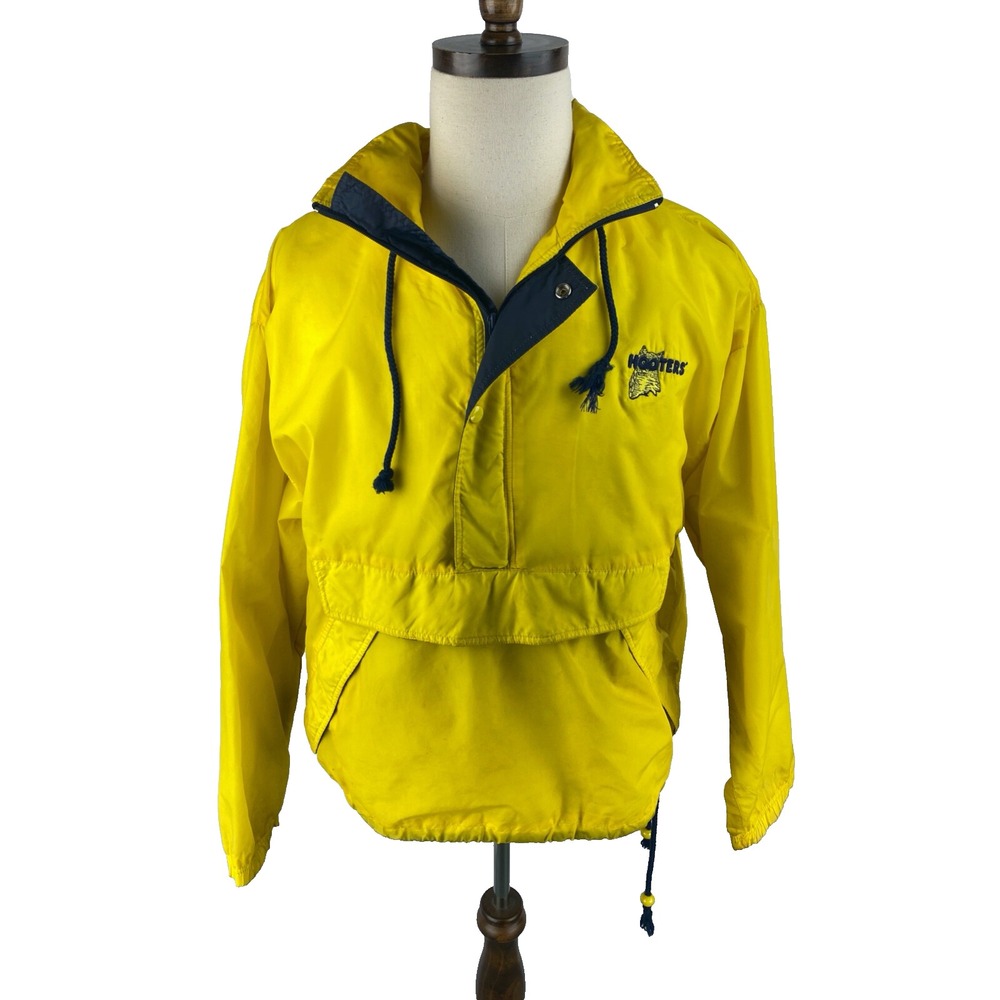 Hooters L  Rawlings Staff Anorak 80s 90s Vtg Nylon Windbreaker Rain‎ Coat Jacket